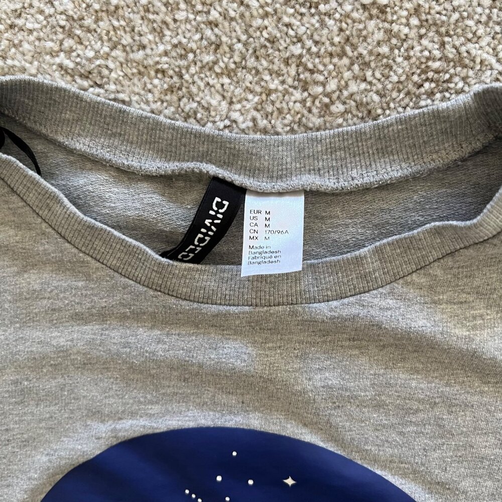 NASA Lightweight Gray Pullover Sweater with Blue and Red Stripes M - Picture 3 of 6